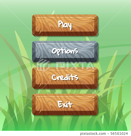 Vector cartoon style wooden buttons Vector cartoon style wooden buttons 56581024