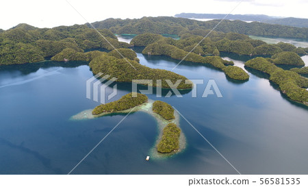 Aerial view of a deserted uninhabited island Aerial view of a deserted uninhabited island 56581535