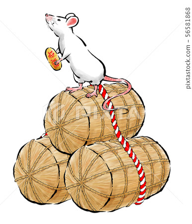 New Year's card material Child year 2020 Mouse and rice bran brush touch New Year's card material Child year 2020 Mouse and rice bran brush touch 56581868