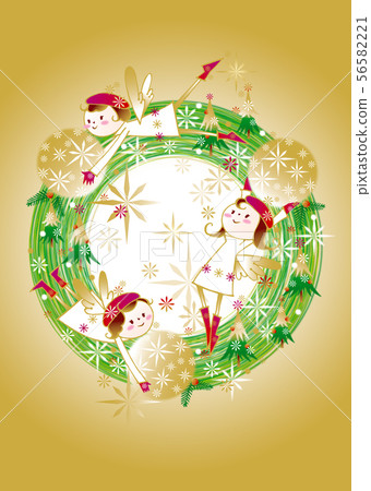 Christmas wreath _ background gold Christmas wreath _ background gold 56582221