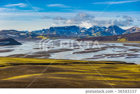 Tungnaa river in scenic highland area of 56583157