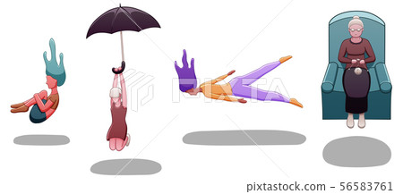 Set of levitating women of different ages Set of levitating women of different ages 56583761