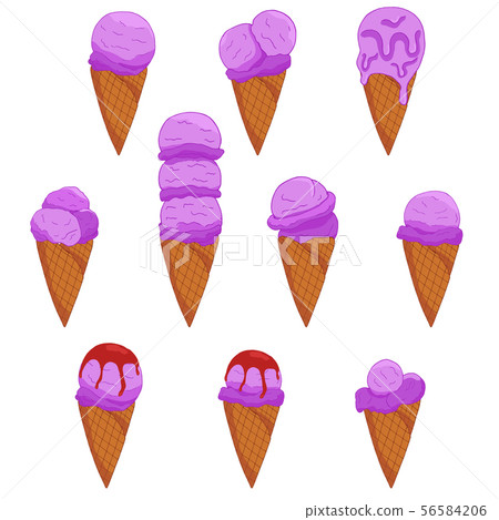 Hand drawn lavander ice cream. 56584206