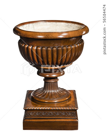 Wooden mahogany indoor large carved urn Wooden mahogany indoor large carved urn 56584474