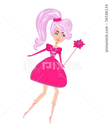 Beautiful fairy with magic wand - isolated 56586134