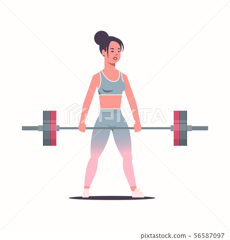 sporty girl lifting barbell attractive woman training workout healthy lifestyle fitness concept 56587097