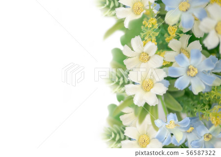 Blurred flowers and yellow pollen with green leaf Blurred flowers and yellow pollen with green leaf 56587322