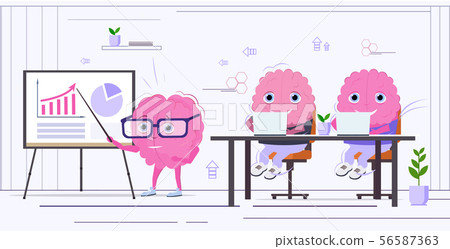 human brain making financial presentation training or conference report to colleagues pink cartoon human brain making financial presentation training or conference report to colleagues pink cartoon 56587363