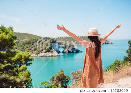 Girl on vacation travel background beautiful landscape 56588039