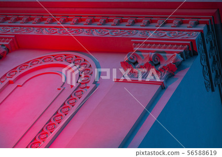Part of classical building in red-blue light 56588619