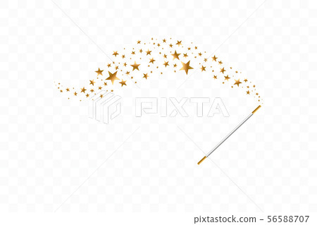Magic wand with a stars on transparent background. Trace of gold dust. Magic abstract background 56588707