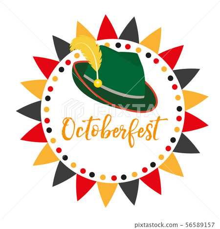 Oktoberfest frames, flat or cartoon style. Festival in germany collection of round bunting, flag 56589157