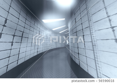 Spooky Haunted Lunatic Hospital Corridor 3D Illust 56590018