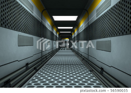 Science Fiction Space Station Corridor 3D Illustra Science Fiction Space Station Corridor 3D Illustra 56590035