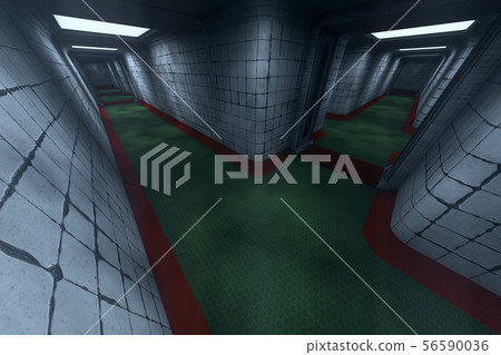Scary Sanitarium Corridor 3D Illustration Scary Sanitarium Corridor 3D Illustration 56590036