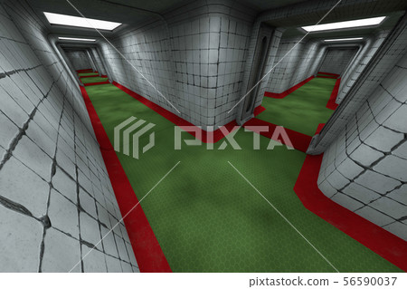 Scary Sanitarium Corridor 3D Illustration 56590037