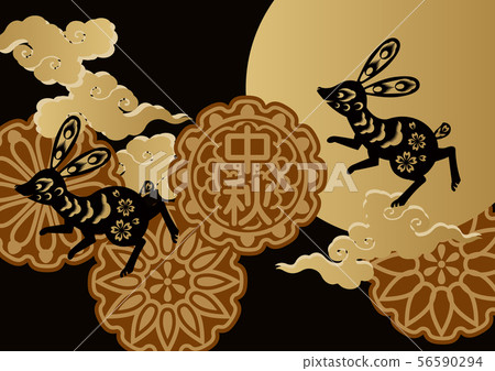 Mid-Autumn Festival background. Design material. Full moon and night sky image. 56590294