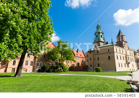 Group of tourists in Wawel castle, Krakow, Poland Group of tourists in Wawel castle, Krakow, Poland 56591403