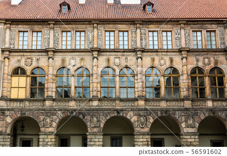 Ancient stone castle facade, Europe Ancient stone castle facade, Europe 56591602