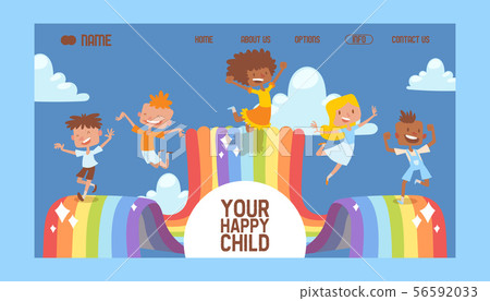 Happy Childhood Banner Website Design Vector Stock