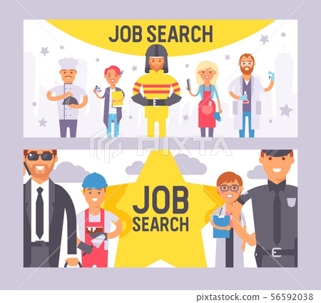 Job search set of banners vector illustration. People of different professions. Labor Day. People Job search set of banners vector illustration. People of different professions. Labor Day. People 56592038