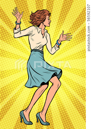 Beautiful young business woman dancing Beautiful young business woman dancing 56592107