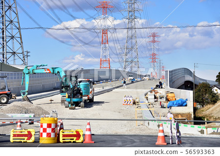 Road bridge construction site Road bridge construction site 56593363