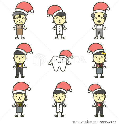 happy tooth and friends wearing santa claus hat happy tooth and friends wearing santa claus hat 56593472