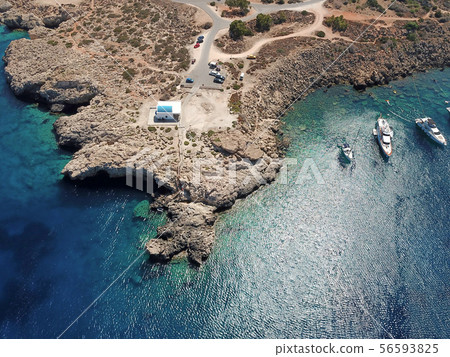 Top view of Cape Greco and small chapel dedicated Top view of Cape Greco and small chapel dedicated 56593825