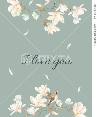 優雅的水彩玉蘭花和海報設計 56593830