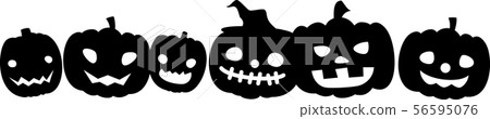 Halloween pumpkin ghost black silhouette 6 rows 56595076