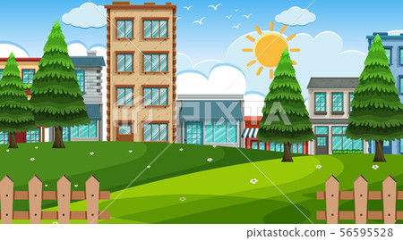 An outdoor scene with shops 56595528