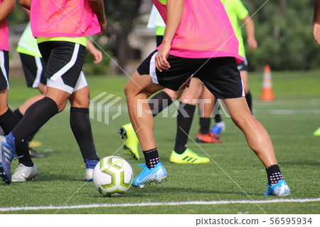 Foot of soccer player practice scenery 56595934