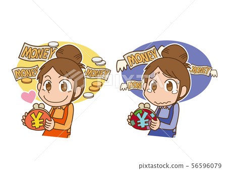 省錢的家庭主婦和不省錢的家庭主婦-插圖素材 [56596079] - PIXTA圖庫