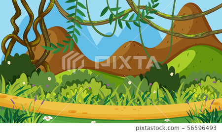 Background design of landscape with green grass on 56596493
