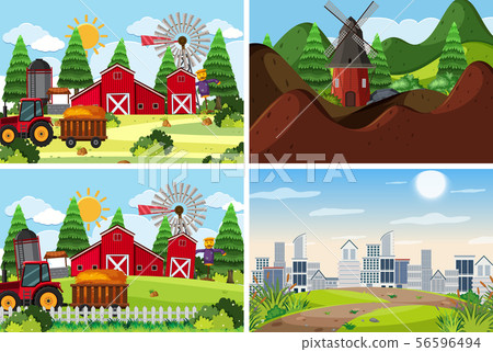 A set of outdoor scene including farm A set of outdoor scene including farm 56596494