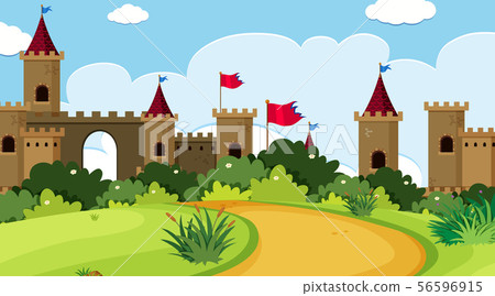 An outdoor scene with castle An outdoor scene with castle 56596915
