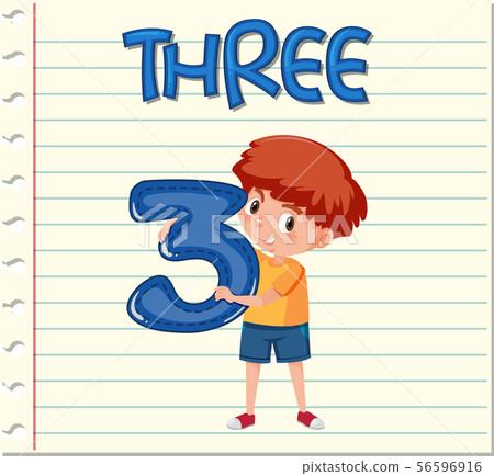 Flashcard design with number three 56596916