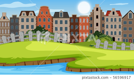 An outdoor scene with Amsterdam house An outdoor scene with Amsterdam house 56596917