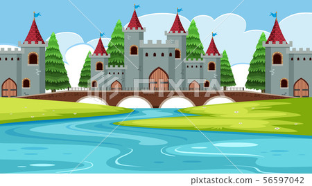 An outdoor scene with castle An outdoor scene with castle 56597042