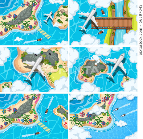 Set of aerial view scenes Set of aerial view scenes 56597045