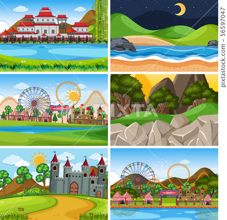 A set of outdoor scene including water 56597047