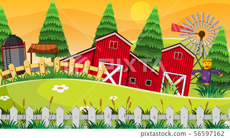 An outdoor scene with farm An outdoor scene with farm 56597162