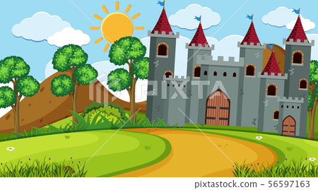 An outdoor scene with castle An outdoor scene with castle 56597163