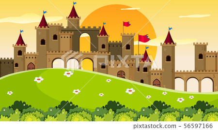 An outdoor scene with castle An outdoor scene with castle 56597166