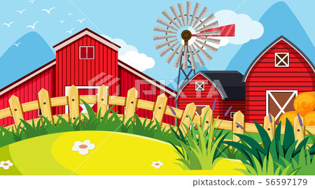 An outdoor scene with farm 56597179