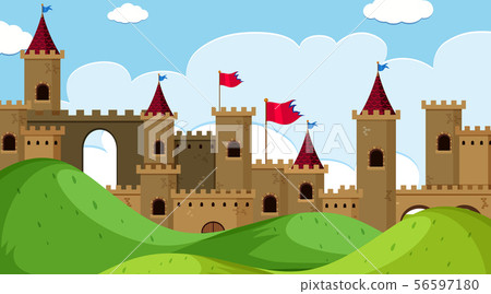 An outdoor scene with castle An outdoor scene with castle 56597180