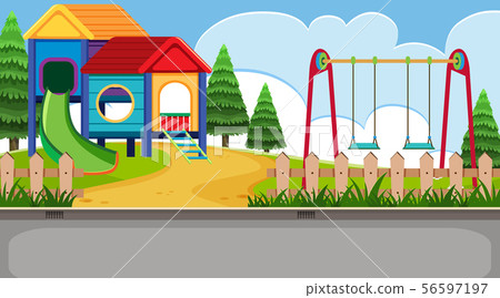 An outdoor scene with playground An outdoor scene with playground 56597197