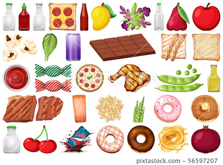 Set of isolated objects theme - food and beverage Set of isolated objects theme - food and beverage 56597207