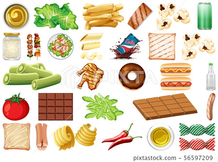 Set of isolated objects theme - food and drinks 56597209